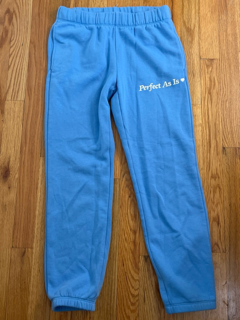 Cat & Jack Light Blue Fleece Joggers with 'Perfect As Is' Print